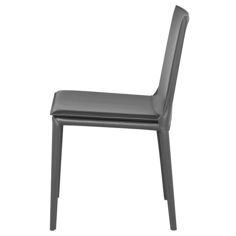 Palma Dining Chair Dark Grey Leather 19″ - Be Bold Furniture