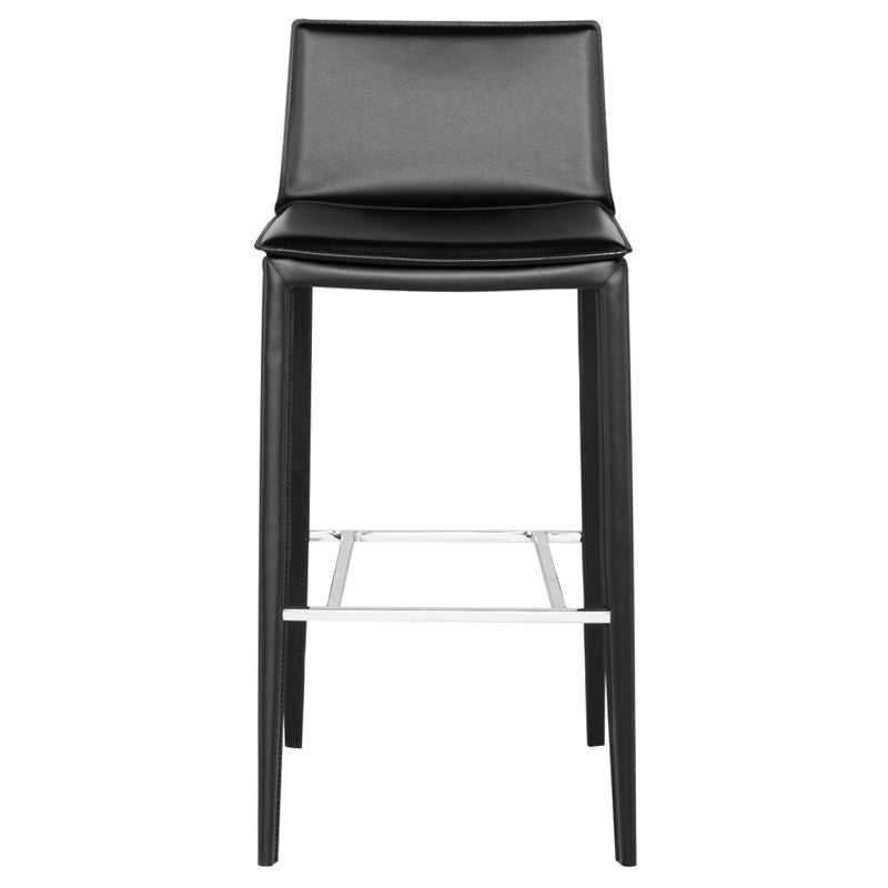 Palma Bar Stool Black Leather 17″ - Be Bold Furniture