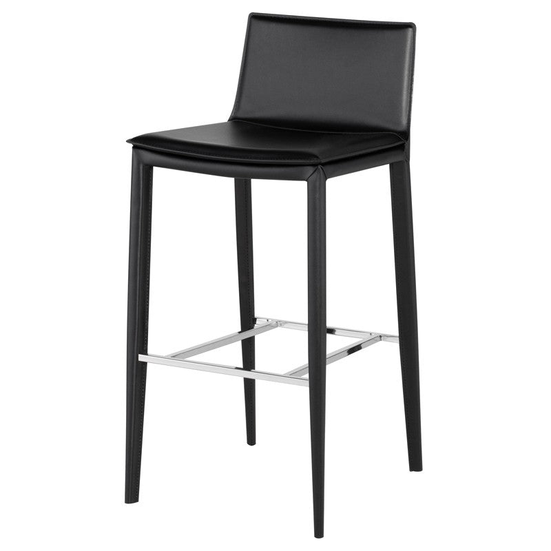 Palma Bar Stool Black Leather 17″ - Be Bold Furniture
