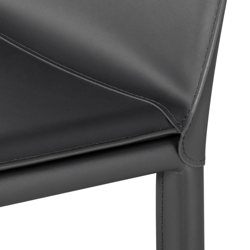 Palma Counter Stool Dark Grey Leather 17″ - Be Bold Furniture