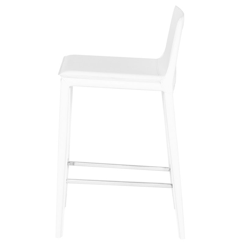 Palma Counter Stool White Leather 17″ - Be Bold Furniture
