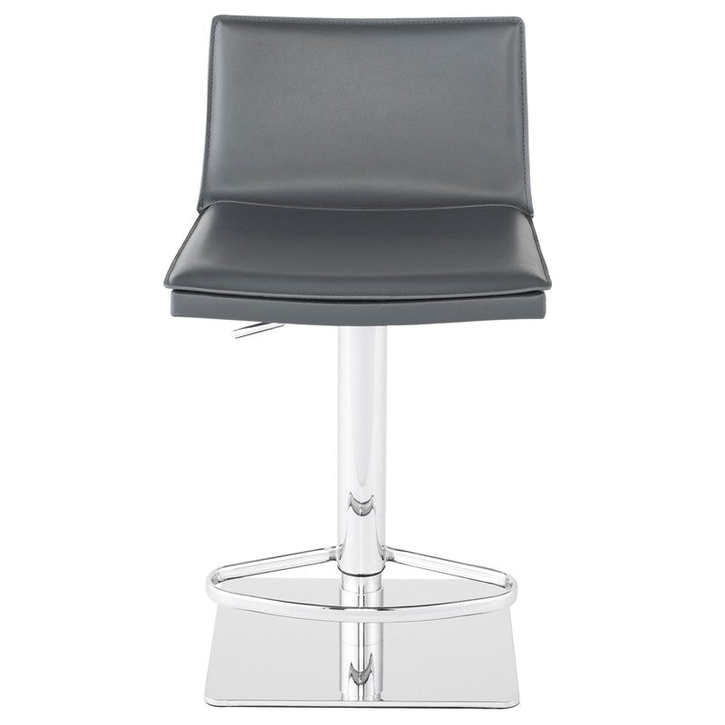 Palma Adjustable Stool Dark Grey Leather/Chrome Stainless 17″ - Be Bold Furniture