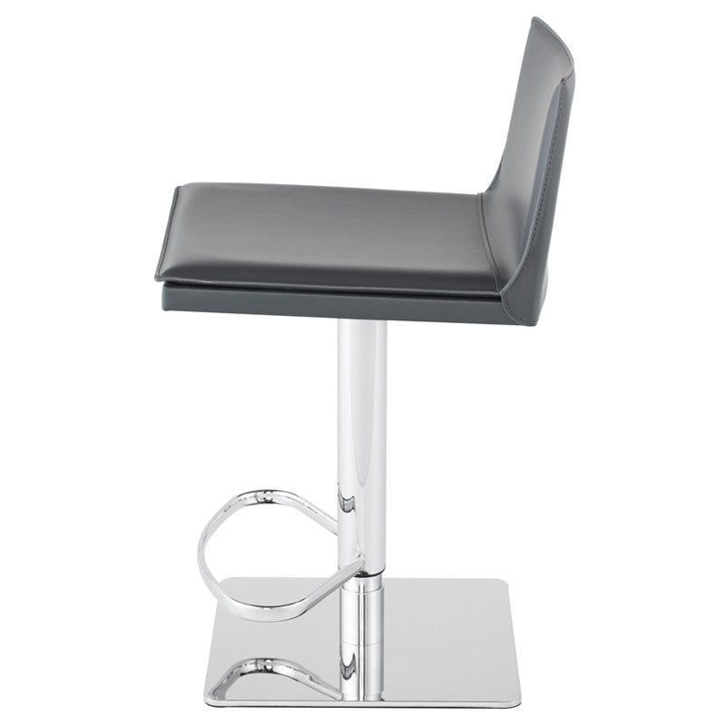 Palma Adjustable Stool Dark Grey Leather/Chrome Stainless 17″ - Be Bold Furniture