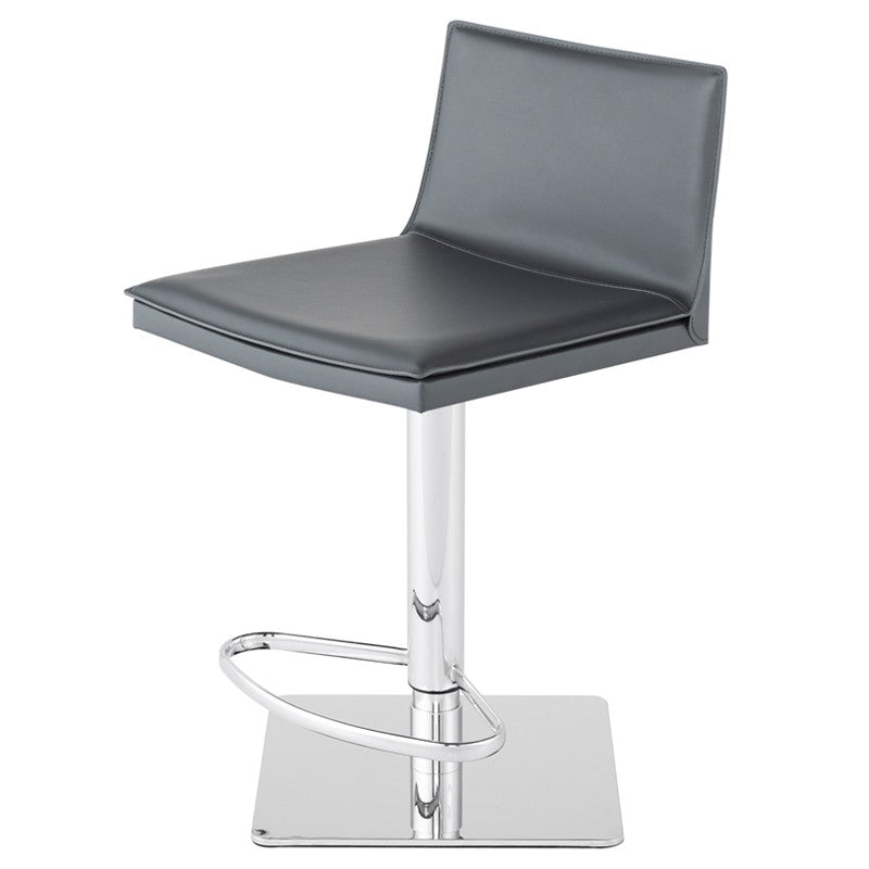 Palma Adjustable Stool Dark Grey Leather/Chrome Stainless 17″ - Be Bold Furniture