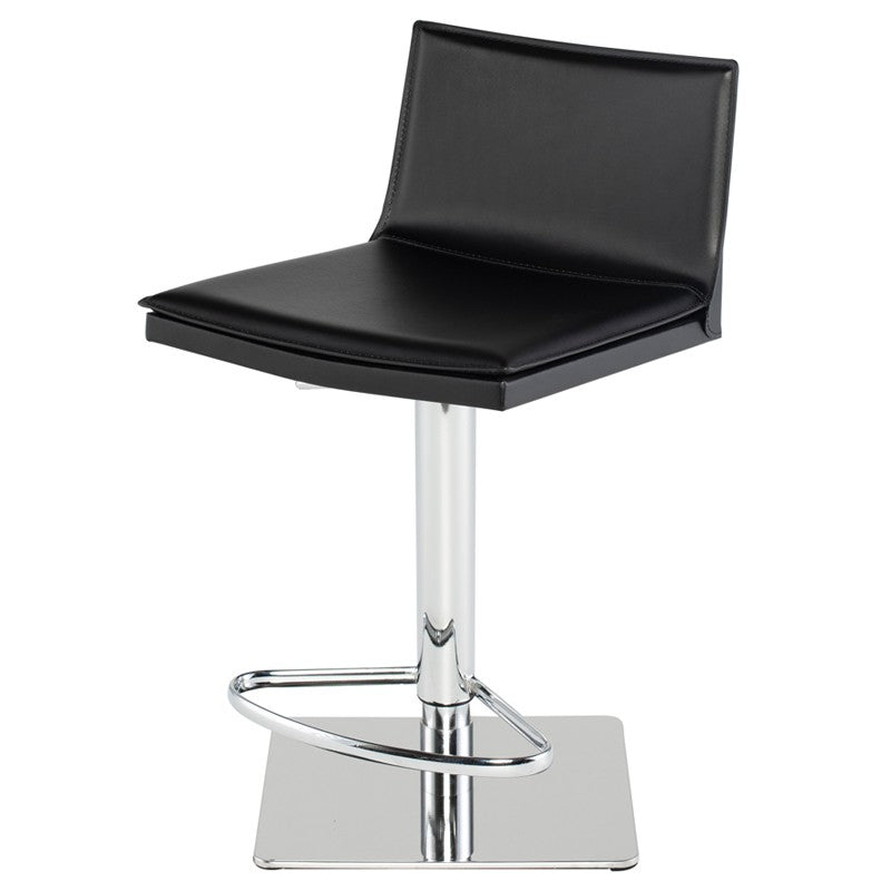 Palma Adjustable Stool Black Leather/Chrome Stainless 17″ - Be Bold Furniture