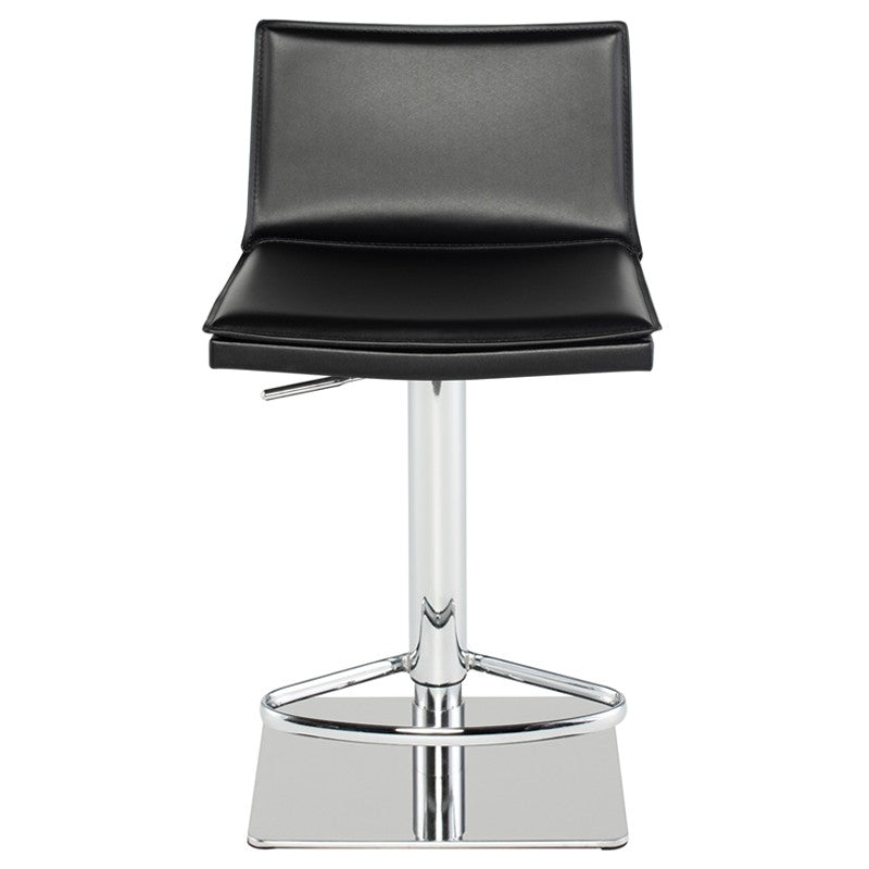 Palma Adjustable Stool Black Leather/Chrome Stainless 17″ - Be Bold Furniture