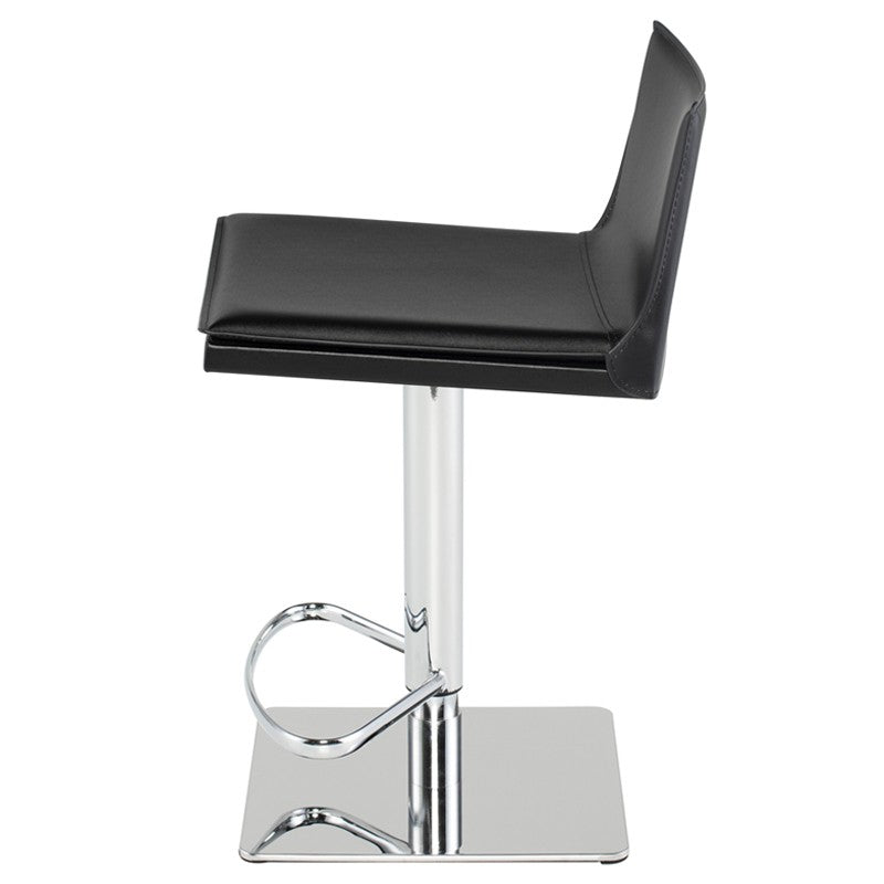Palma Adjustable Stool Black Leather/Chrome Stainless 17″ - Be Bold Furniture