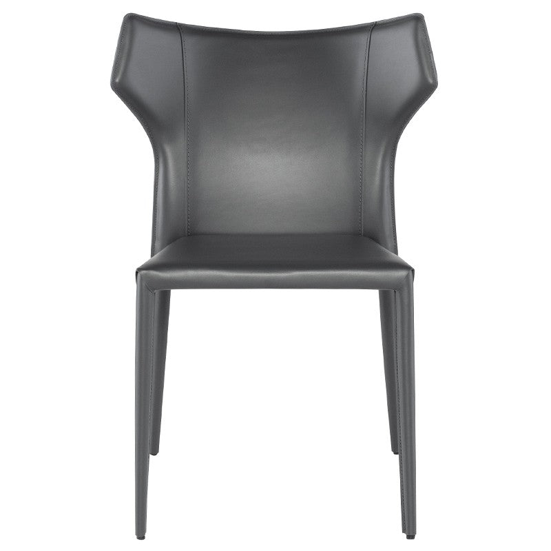 Wayne Dining Chair Dark Grey Leather 22.8″ - Be Bold Furniture