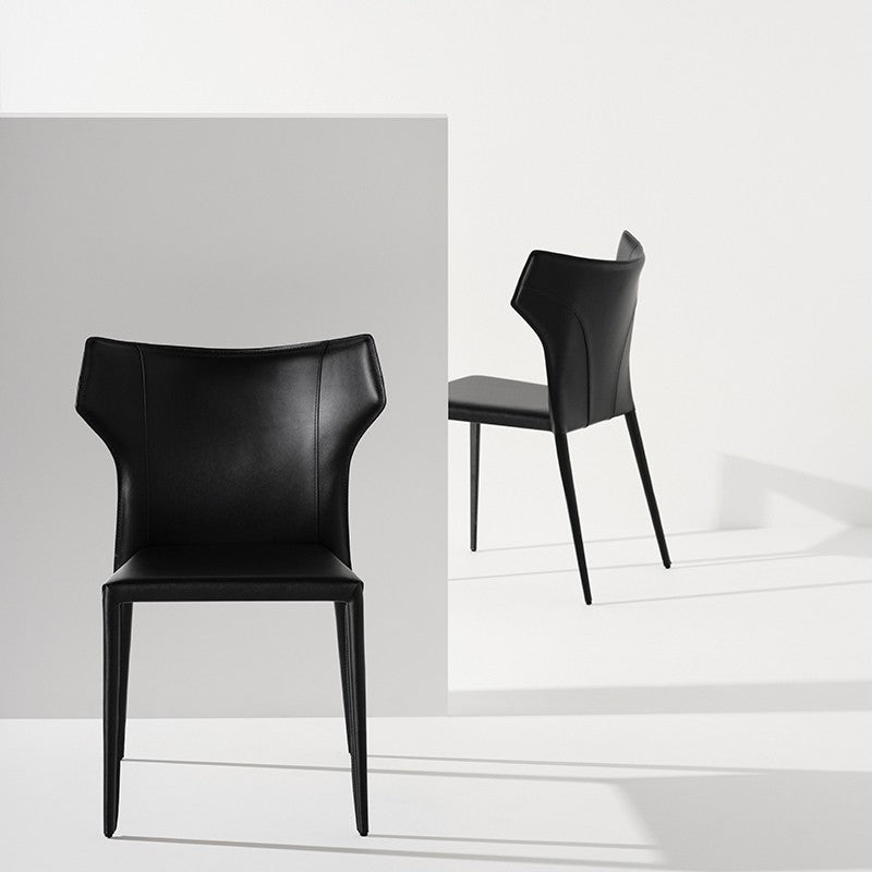 Wayne Dining Chair Dark Grey Leather 22.8″ - Be Bold Furniture
