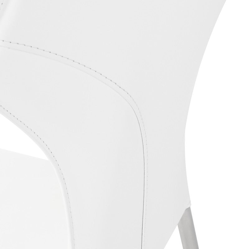 Wayne Dining Chair White Leather/Brushed Stainless 22.8″ - Be Bold Furniture