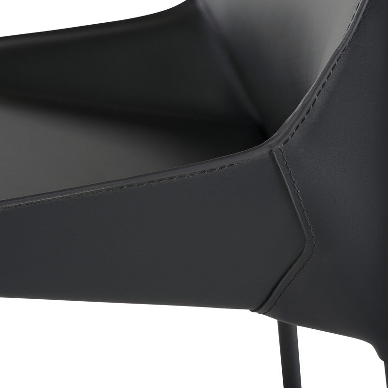 Delphine Dining Chair Dark Grey Leather 22.8″ - Be Bold Furniture