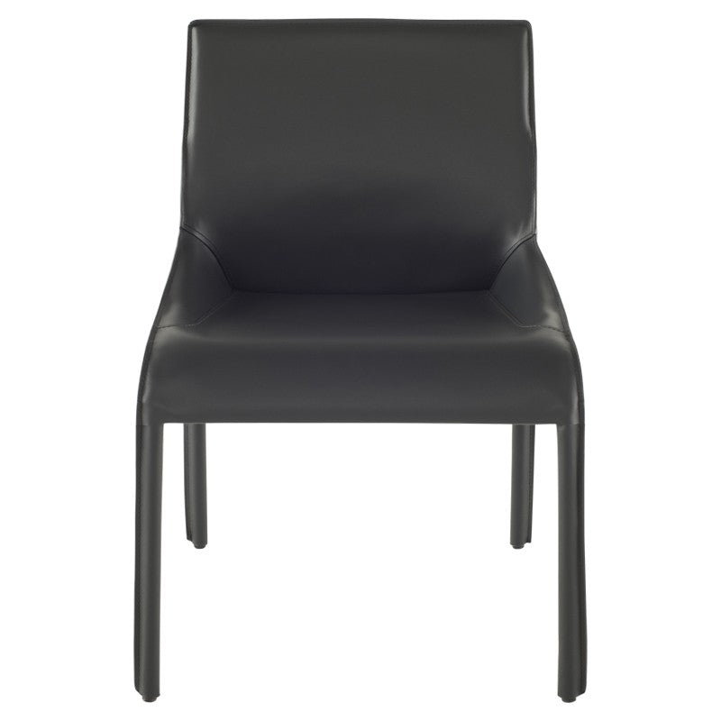 Delphine Dining Chair Dark Grey Leather 22.8″ - Be Bold Furniture