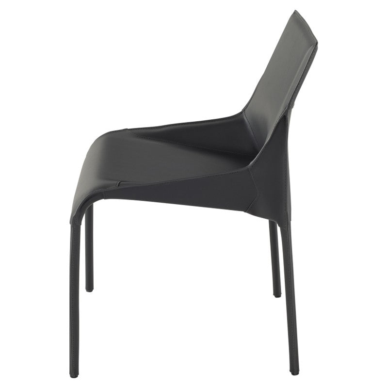 Delphine Dining Chair Dark Grey Leather 22.8″ - Be Bold Furniture