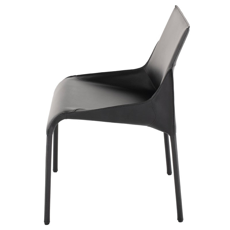 Delphine Dining Chair Black Leather 22.8″ - Be Bold Furniture