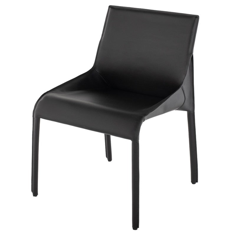 Delphine Dining Chair Black Leather 22.8″ - Be Bold Furniture