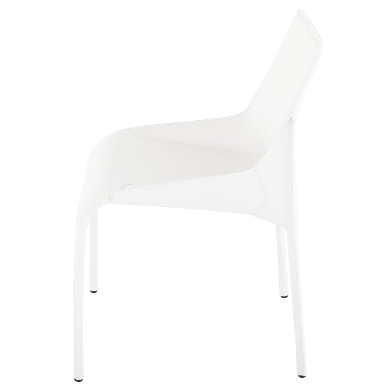 Delphine Dining Chair White Leather 22.8″ - Be Bold Furniture