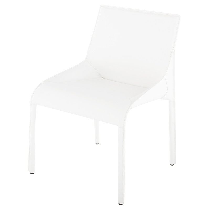 Delphine Dining Chair White Leather 22.8″ - Be Bold Furniture