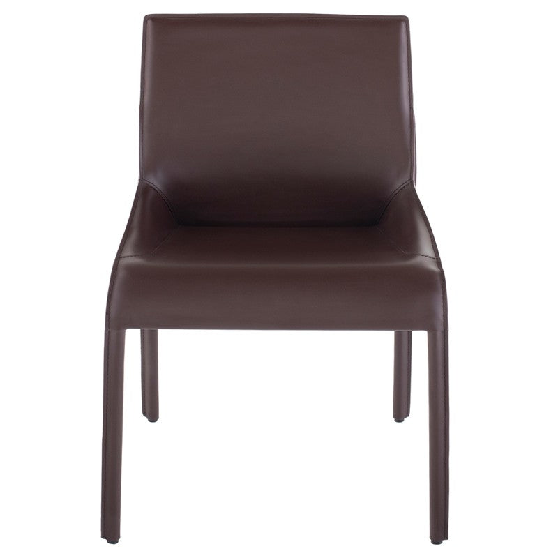 Delphine Dining Chair Brown Leather 22.8″ - Be Bold Furniture