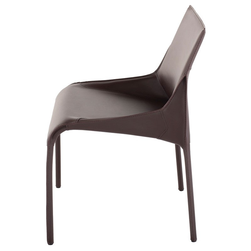 Delphine Dining Chair Brown Leather 22.8″ - Be Bold Furniture