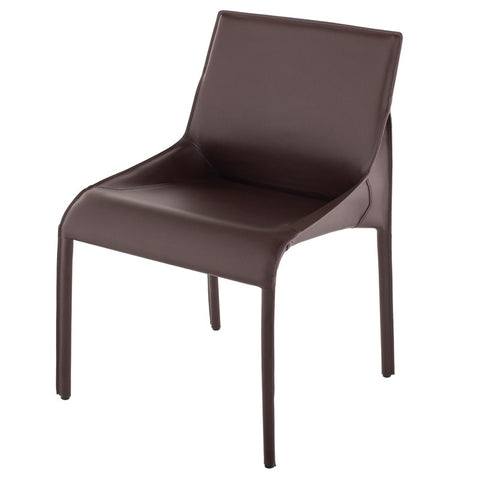 Delphine Dining Chair Brown Leather 22.8″ - Be Bold Furniture