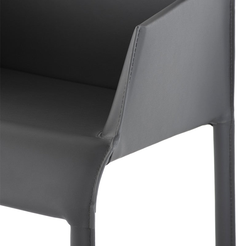 Delphine Dining Chair Dark Grey Leather 23.6″ - Be Bold Furniture