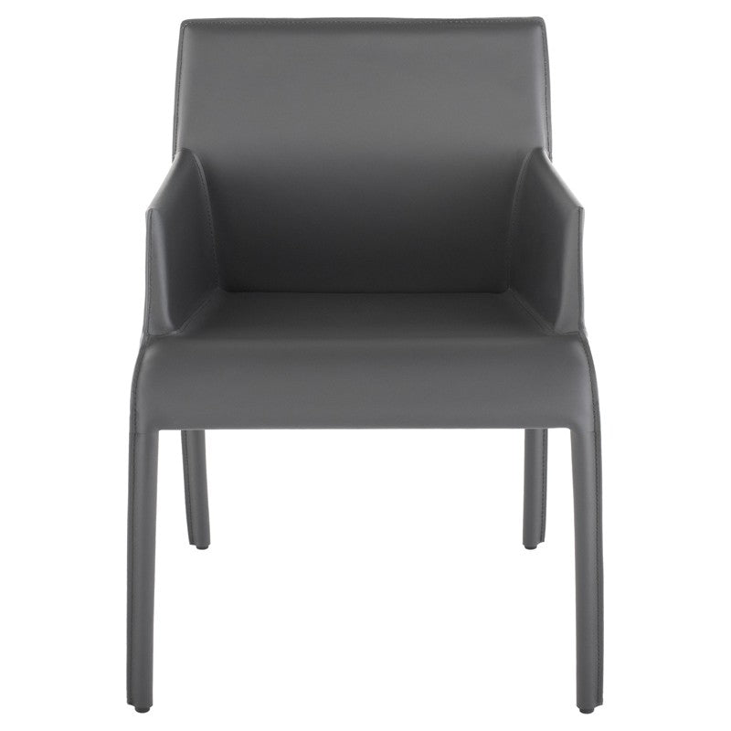 Delphine Dining Chair Dark Grey Leather 23.6″ - Be Bold Furniture