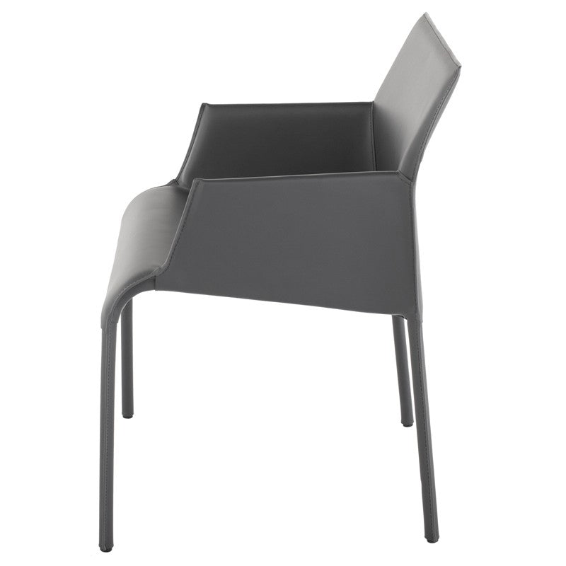 Delphine Dining Chair Dark Grey Leather 23.6″ - Be Bold Furniture