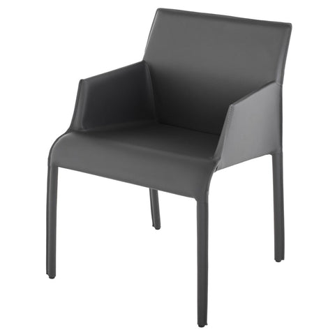 Delphine Dining Chair Dark Grey Leather 23.6″ - Be Bold Furniture