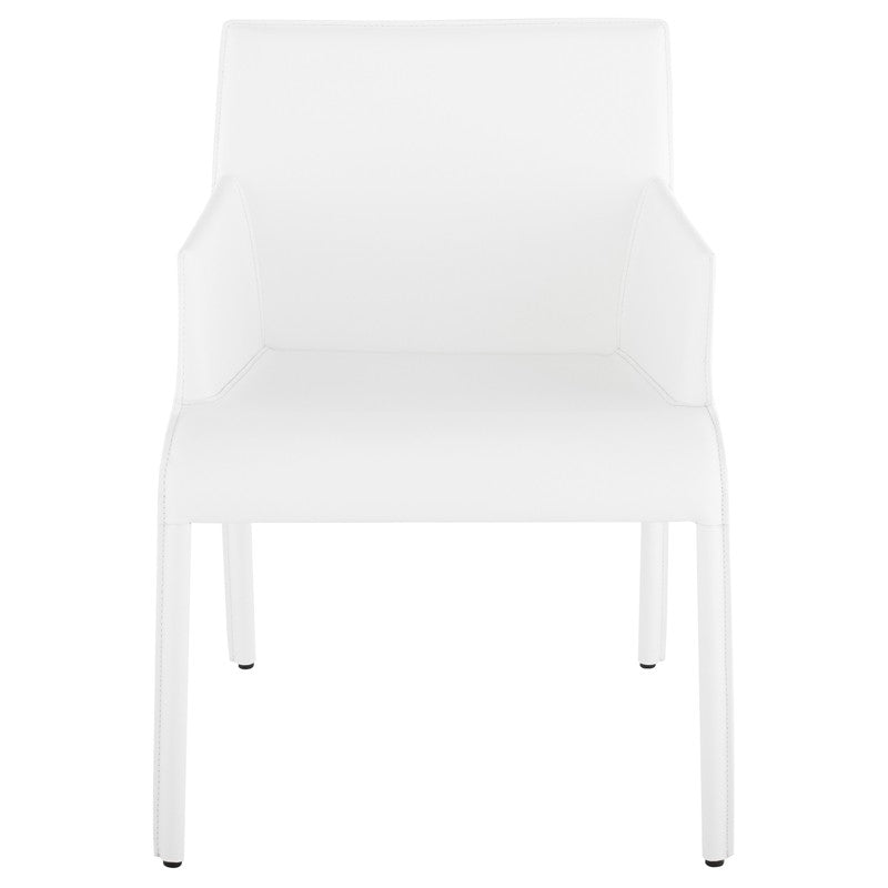 Delphine Dining Chair White Leather 23.6″ - Be Bold Furniture