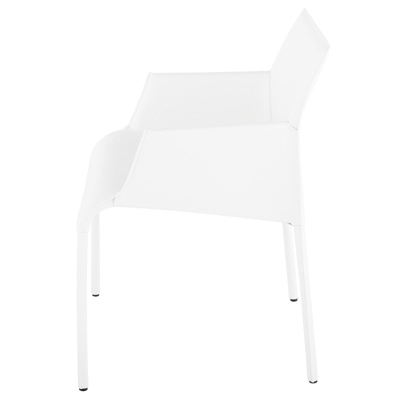 Delphine Dining Chair White Leather 23.6″ - Be Bold Furniture