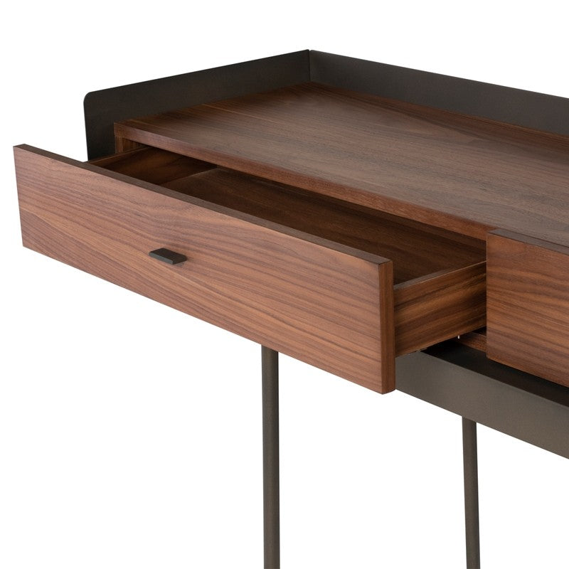 Egon Console Table Walnut Veneer/Matte Bronze 59″ - Be Bold Furniture