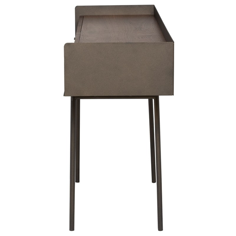 Egon Console Table Walnut Veneer/Matte Bronze 59″ - Be Bold Furniture