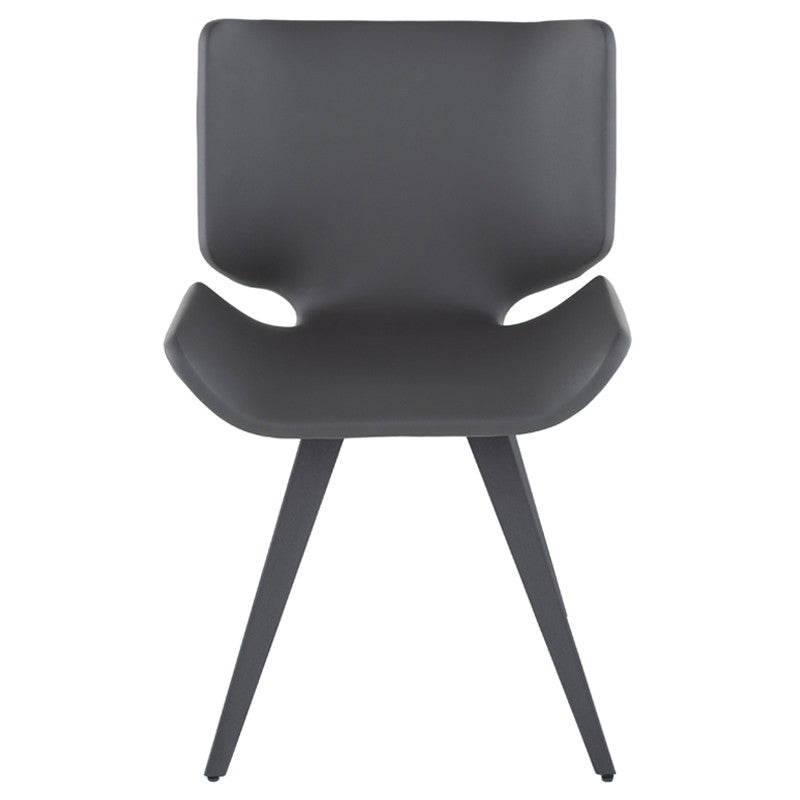Astra Dining Chair Grey Naugahyde/Titanium Steel 21″ - Be Bold Furniture