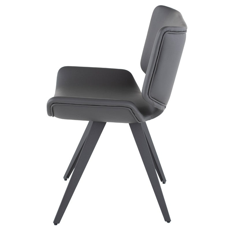 Astra Dining Chair Grey Naugahyde/Titanium Steel 21″ - Be Bold Furniture