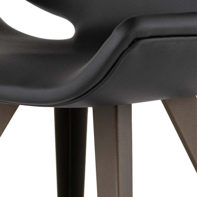 Astra Dining Chair Black Naugahyde/Matte Bronze Frame 21″ - Be Bold Furniture