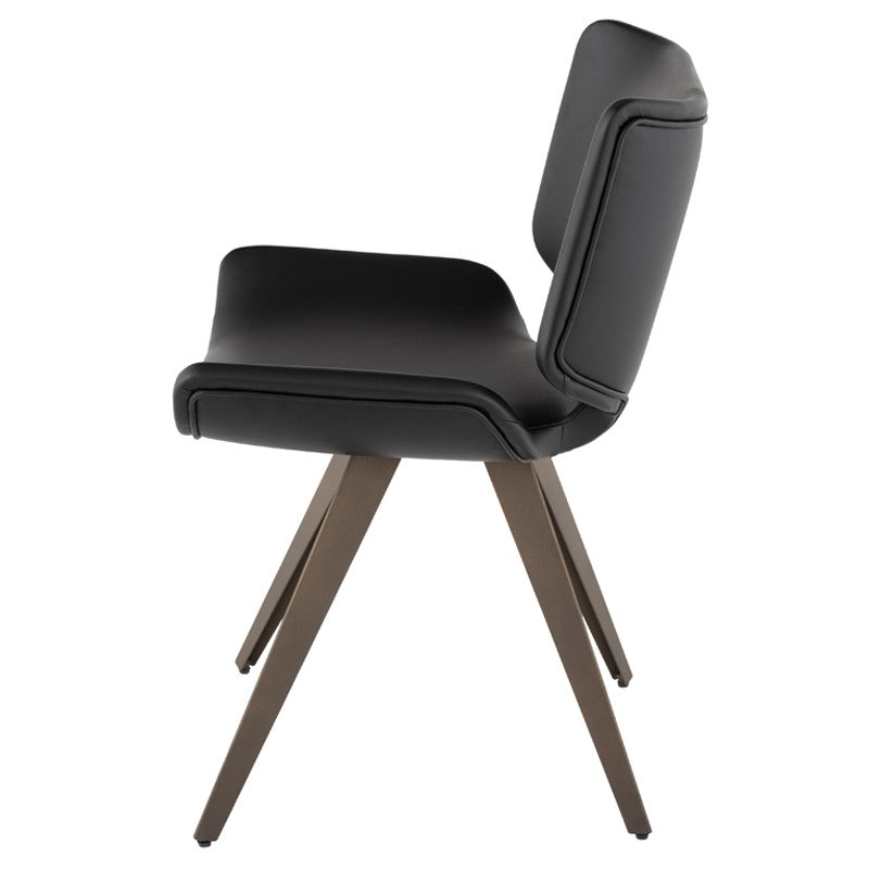 Astra Dining Chair Black Naugahyde/Matte Bronze Frame 21″ - Be Bold Furniture