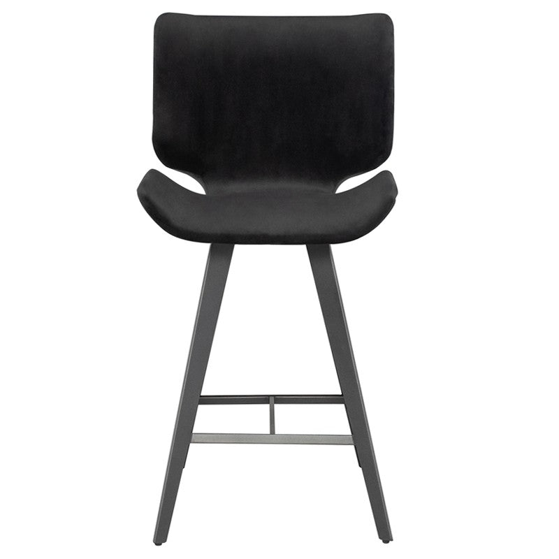 Astra Bar Stool Shadow Grey Velour/Titanium Steel Legs 21″ - Be Bold Furniture