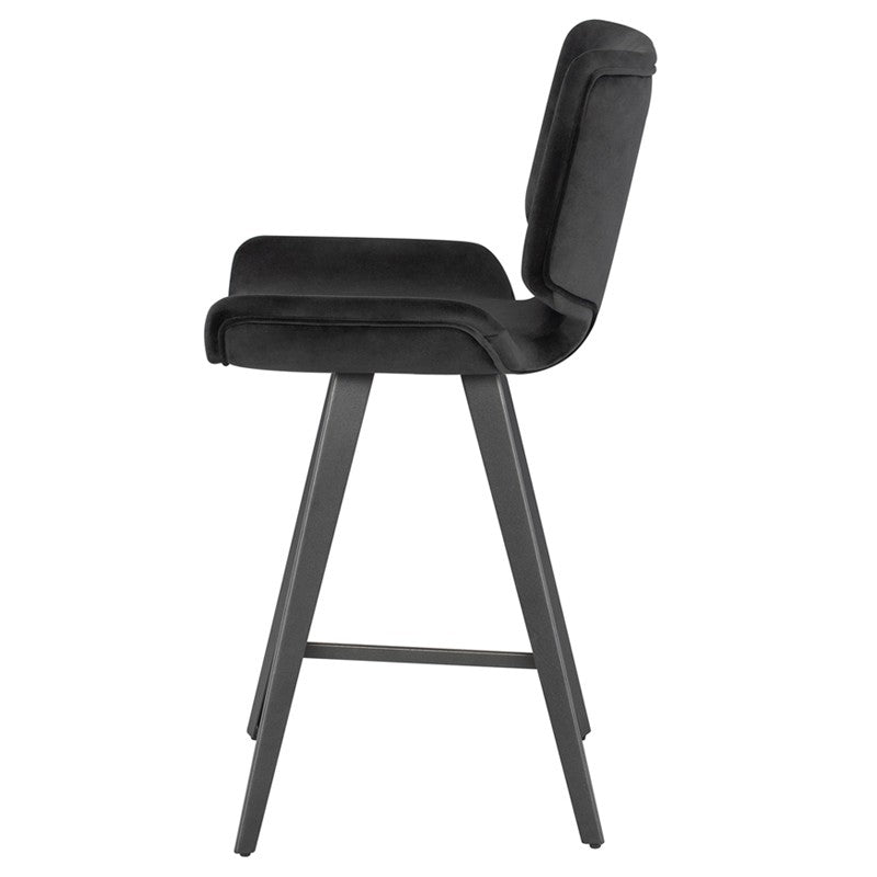 Astra Bar Stool Shadow Grey Velour/Titanium Steel Legs 21″ - Be Bold Furniture