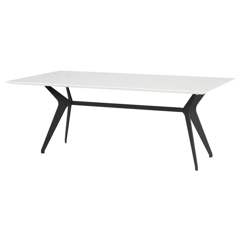 Daniele Dining Table White Ceramic/Matte Black Steel - Be Bold Furniture