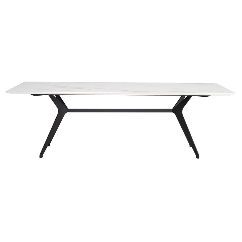 Daniele Dining Table White Ceramic/Matte Black Steel - Be Bold Furniture