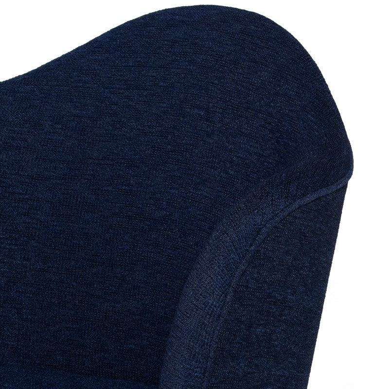 Nora Dining Chair True Blue Boucle/Matte Black Steel 24″ - Be Bold Furniture