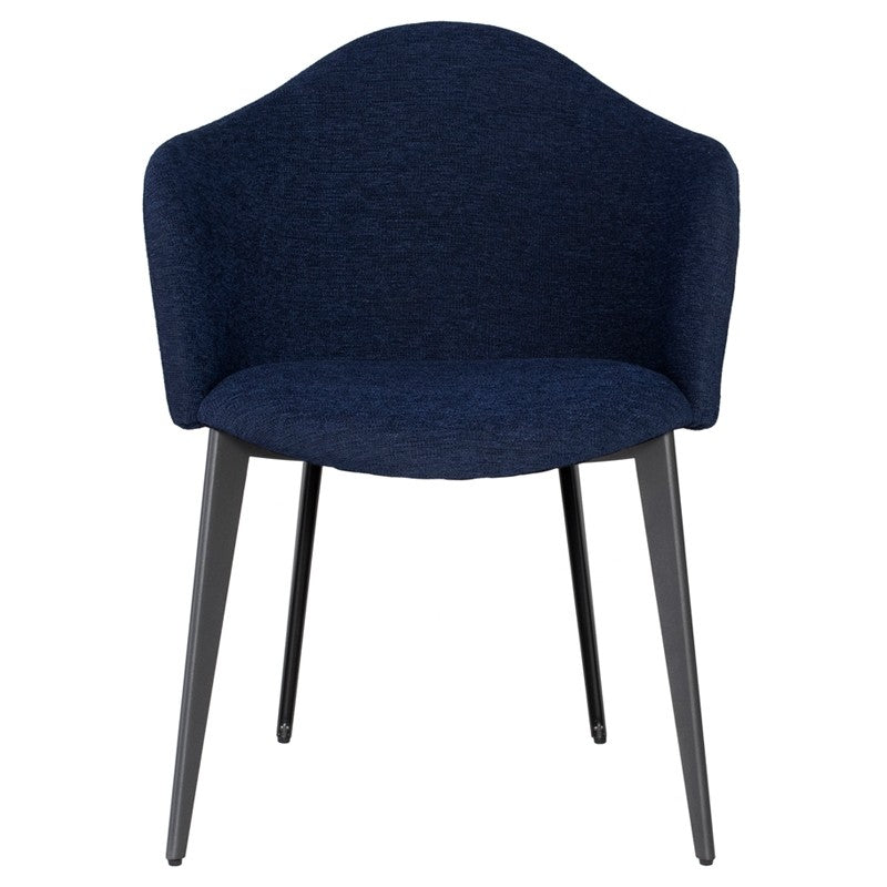 Nora Dining Chair True Blue Boucle/Matte Black Steel 24″ - Be Bold Furniture