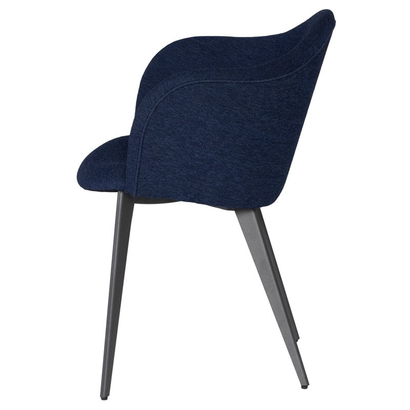 Nora Dining Chair True Blue Boucle/Matte Black Steel 24″ - Be Bold Furniture