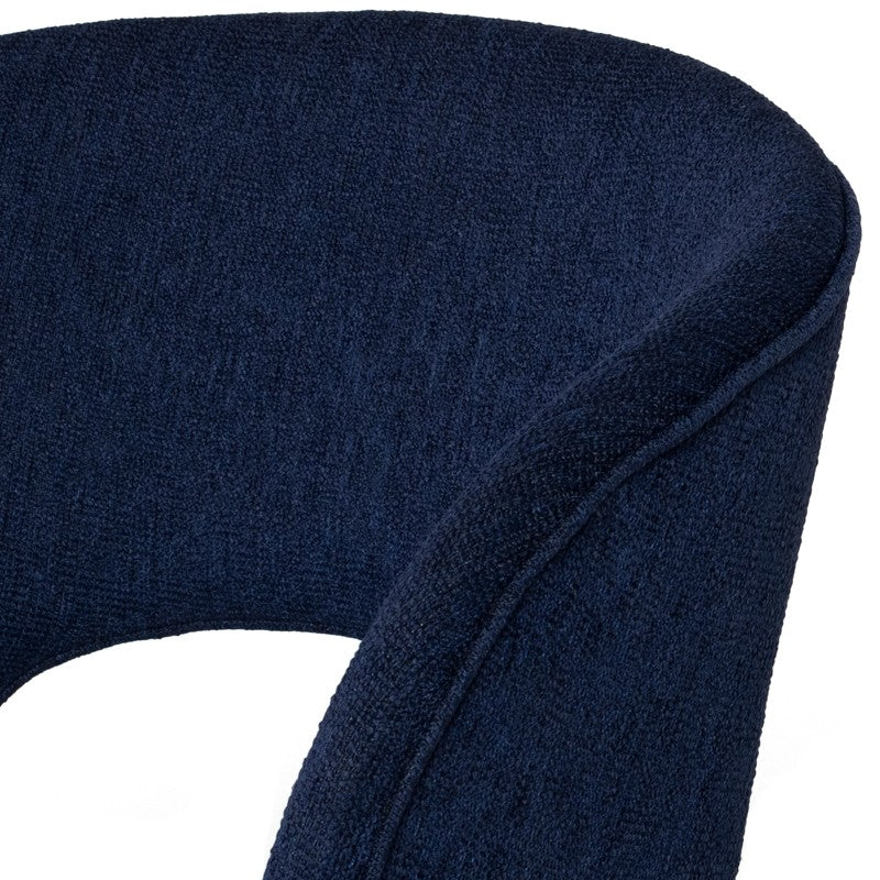 Alotti Dining Chair True Blue Boucle/Matte Black Steel 25″ - Be Bold Furniture