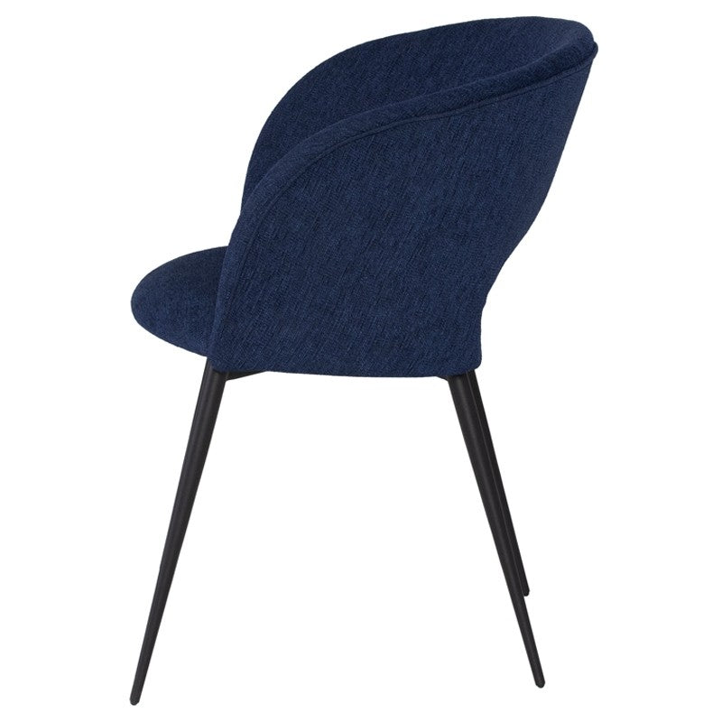 Alotti Dining Chair True Blue Boucle/Matte Black Steel 25″ - Be Bold Furniture