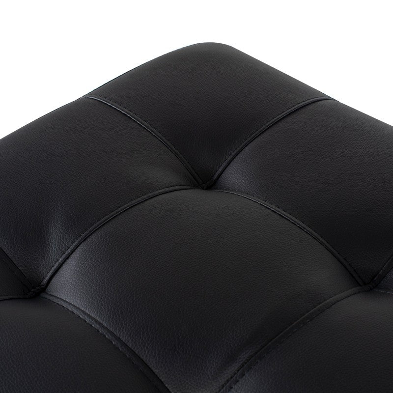 Chi Bar Stool Black Naugahyde/Brushed Stainless 17.8″ - Be Bold Furniture