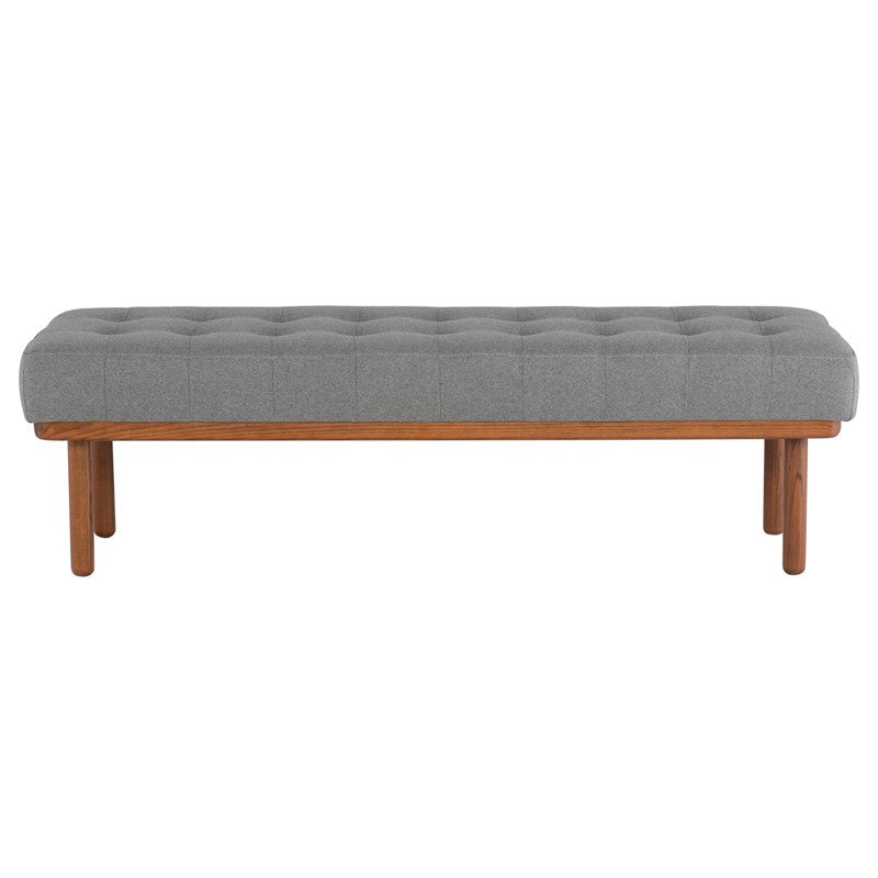 Arlo Bench Light Grey Fabric/Walnut Stained Ash 59.5″ - Be Bold Furniture