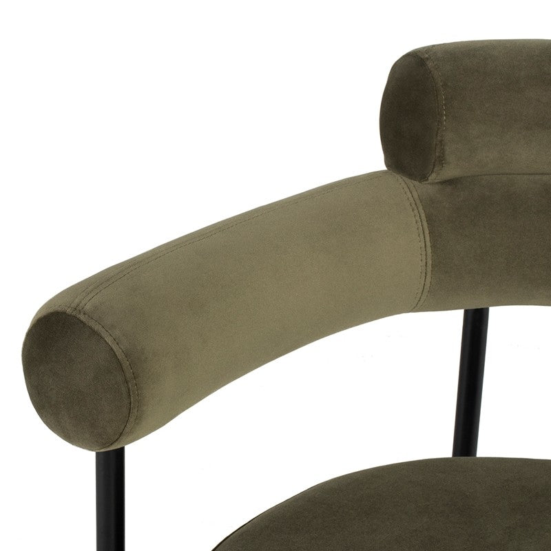Portia Dining Chair Safari Velour/Matte Black 27.8″ - Be Bold Furniture