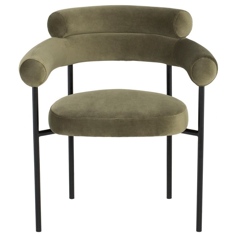 Portia Dining Chair Safari Velour/Matte Black 27.8″ - Be Bold Furniture