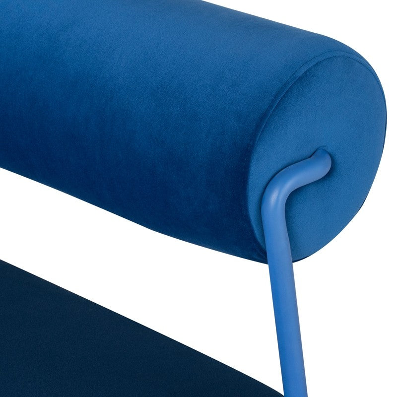 Marni Bench Sapphire Velour Bolster/Sapphire Frame 45″ - Be Bold Furniture